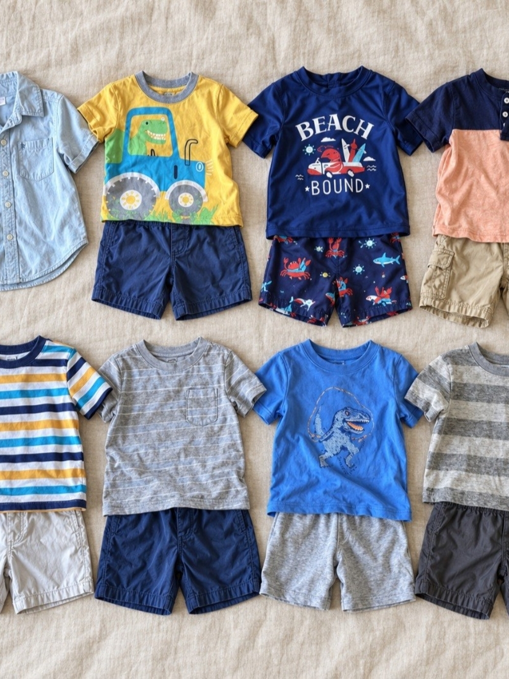 Boys 3T Summer Clothing Bundle 15 Pc Outfits & Swimsuit